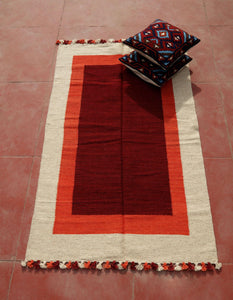 Kaisori Rajasthan Jute Cotton Red Cream carpet Kaisori