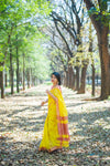 Kaisori  Yellow Boota Maheshwari saree Kaisori