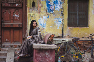 Malhar Kaisori Kashish natural dyed block printed saree Kaisori