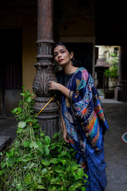 Matsya - Narmada Batik Maheswari saree Kaisori