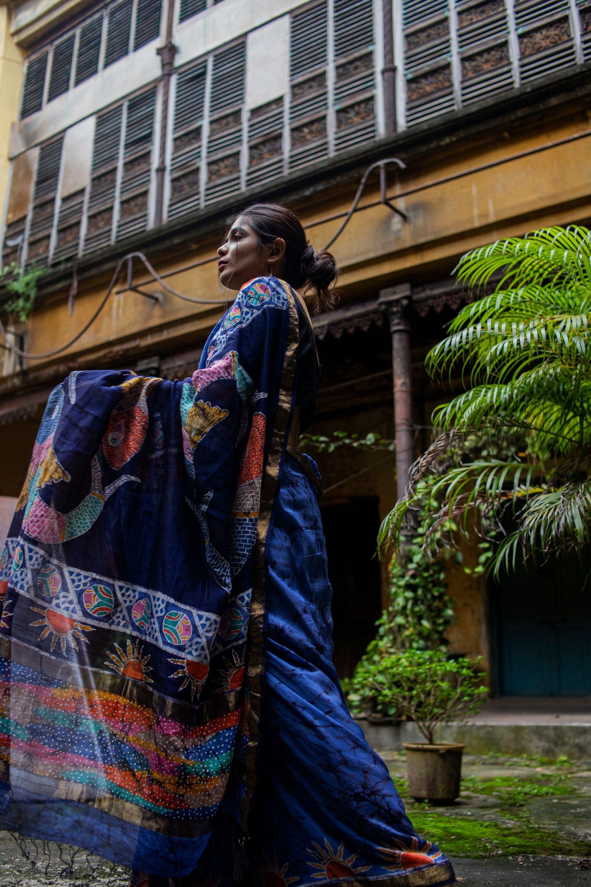 Matsya - Narmada Batik Maheswari saree Kaisori