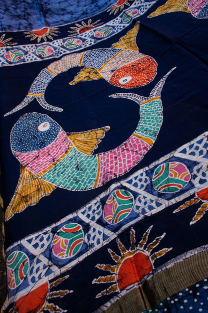 Matsya - Narmada Batik Maheswari saree Kaisori