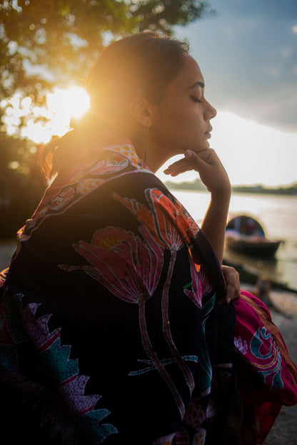 Mayura - Narmada Batik Maheswari saree Kaisori