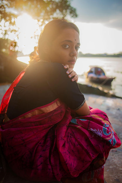 Mayura - Narmada Batik Maheswari saree Kaisori