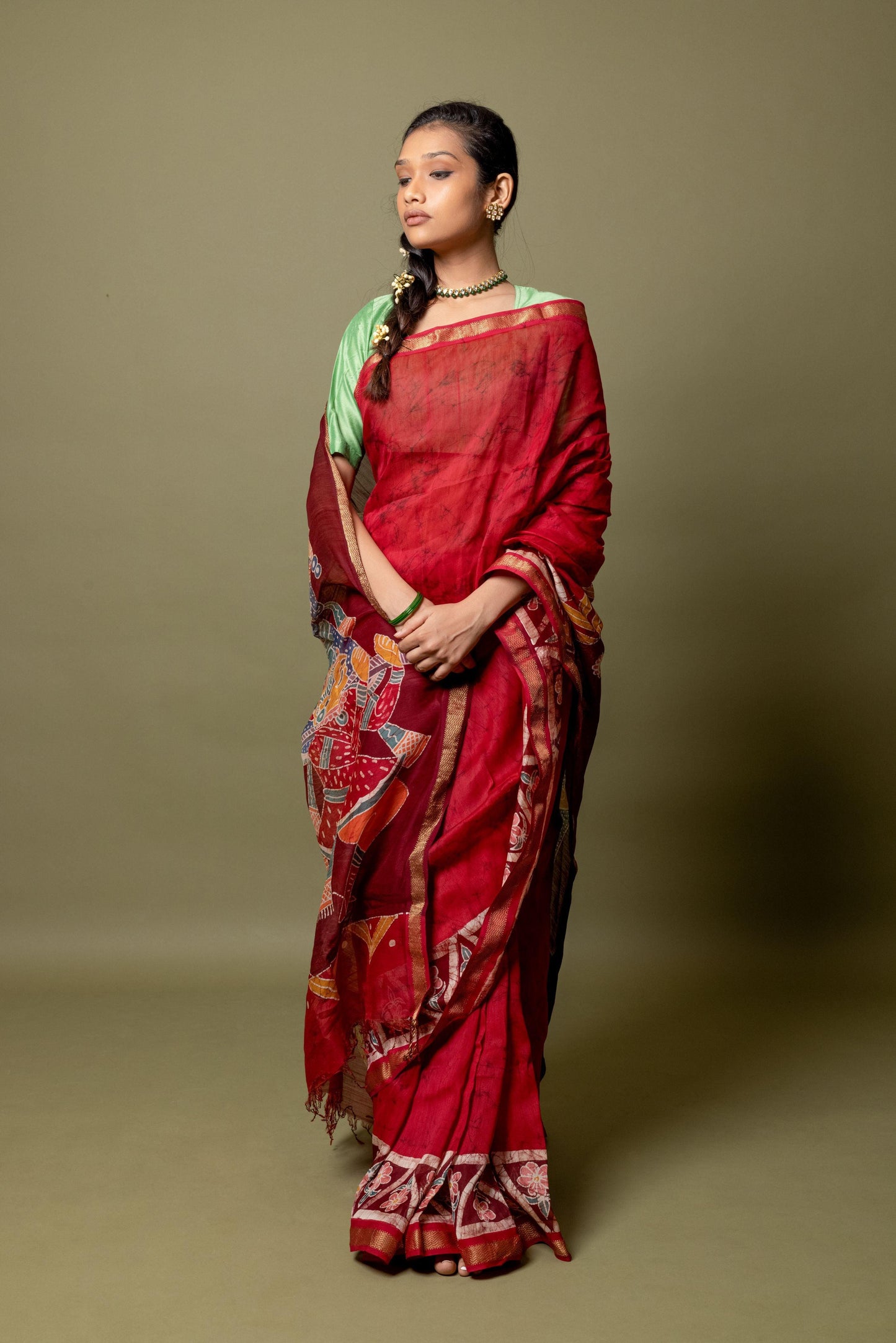 Narmada -Dulhan Batik Phad Maheswari saree Kaisori