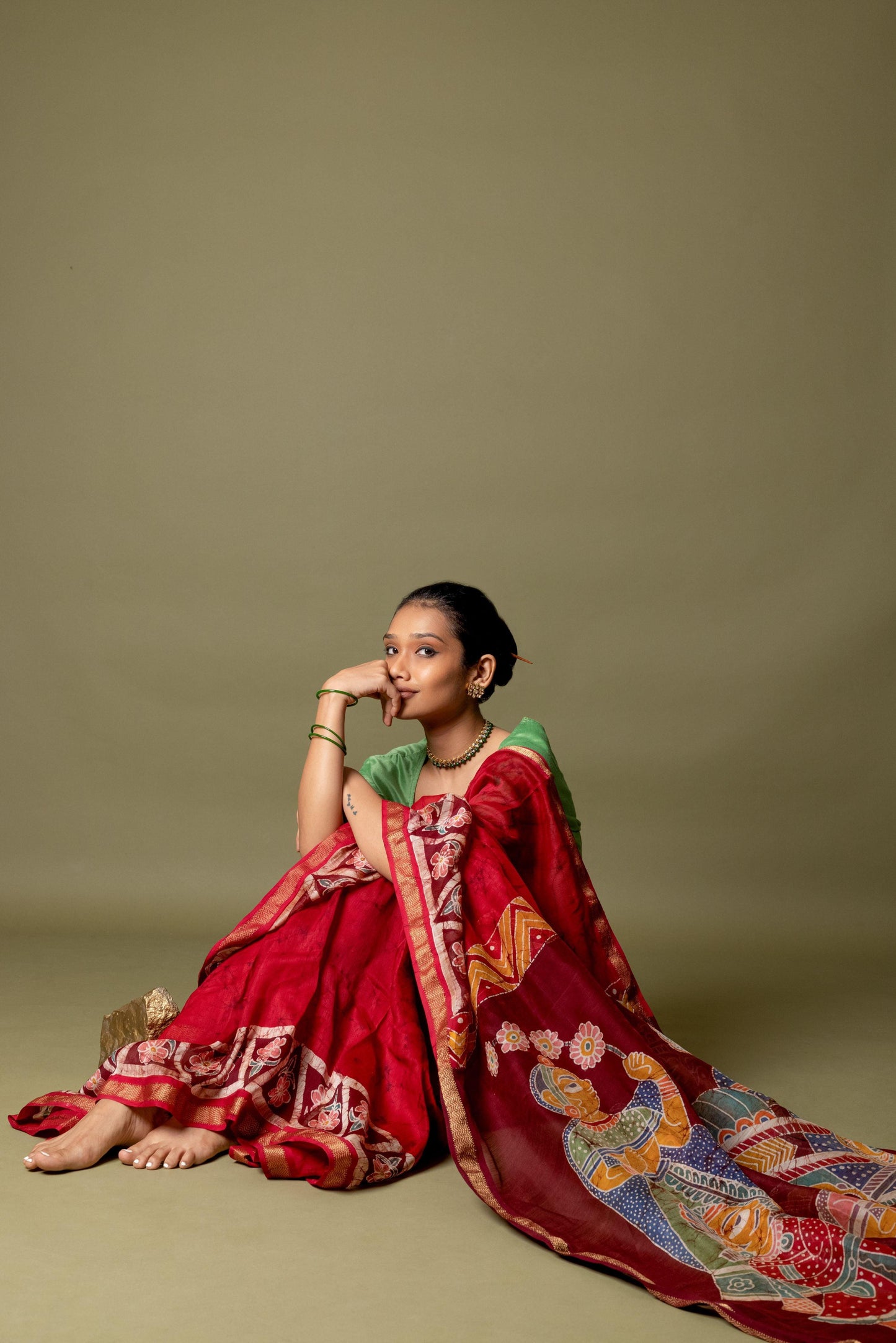 Narmada -Dulhan Batik Phad Maheswari saree Kaisori