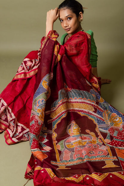 Narmada -Dulhan Batik Phad Maheswari saree Kaisori