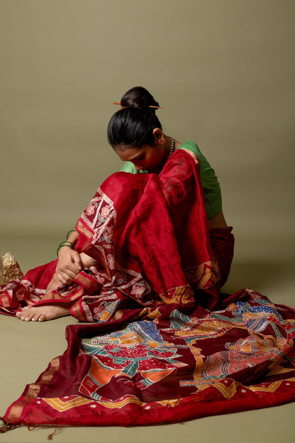 Narmada -Dulhan Batik Phad Maheswari saree Kaisori