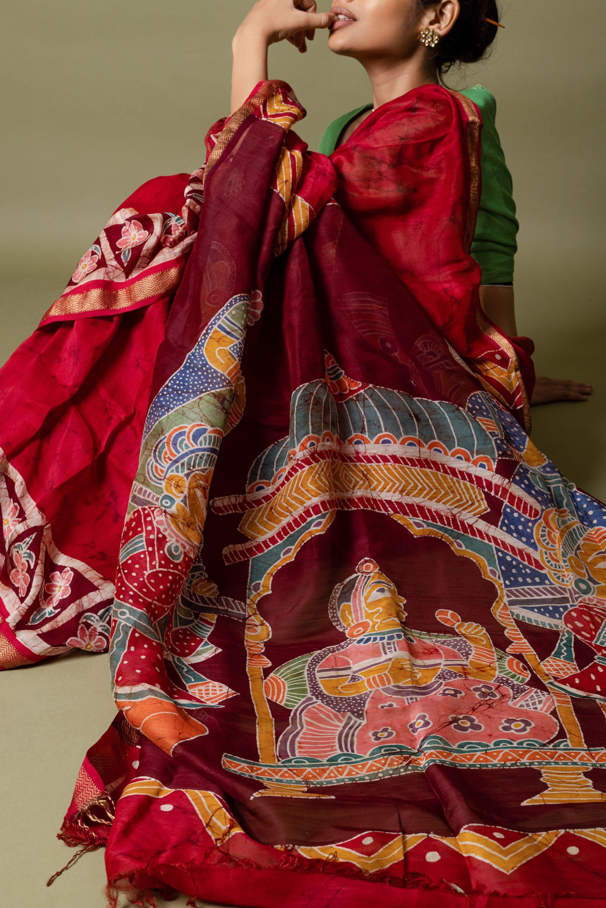 Narmada -Dulhan Batik Phad Maheswari saree Kaisori