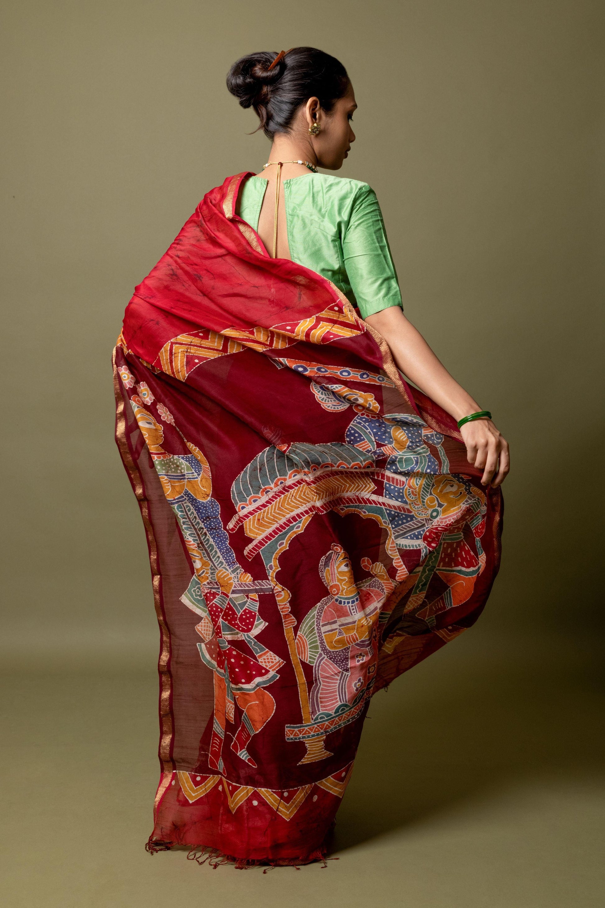 Narmada -Dulhan Batik Phad Maheswari saree Kaisori