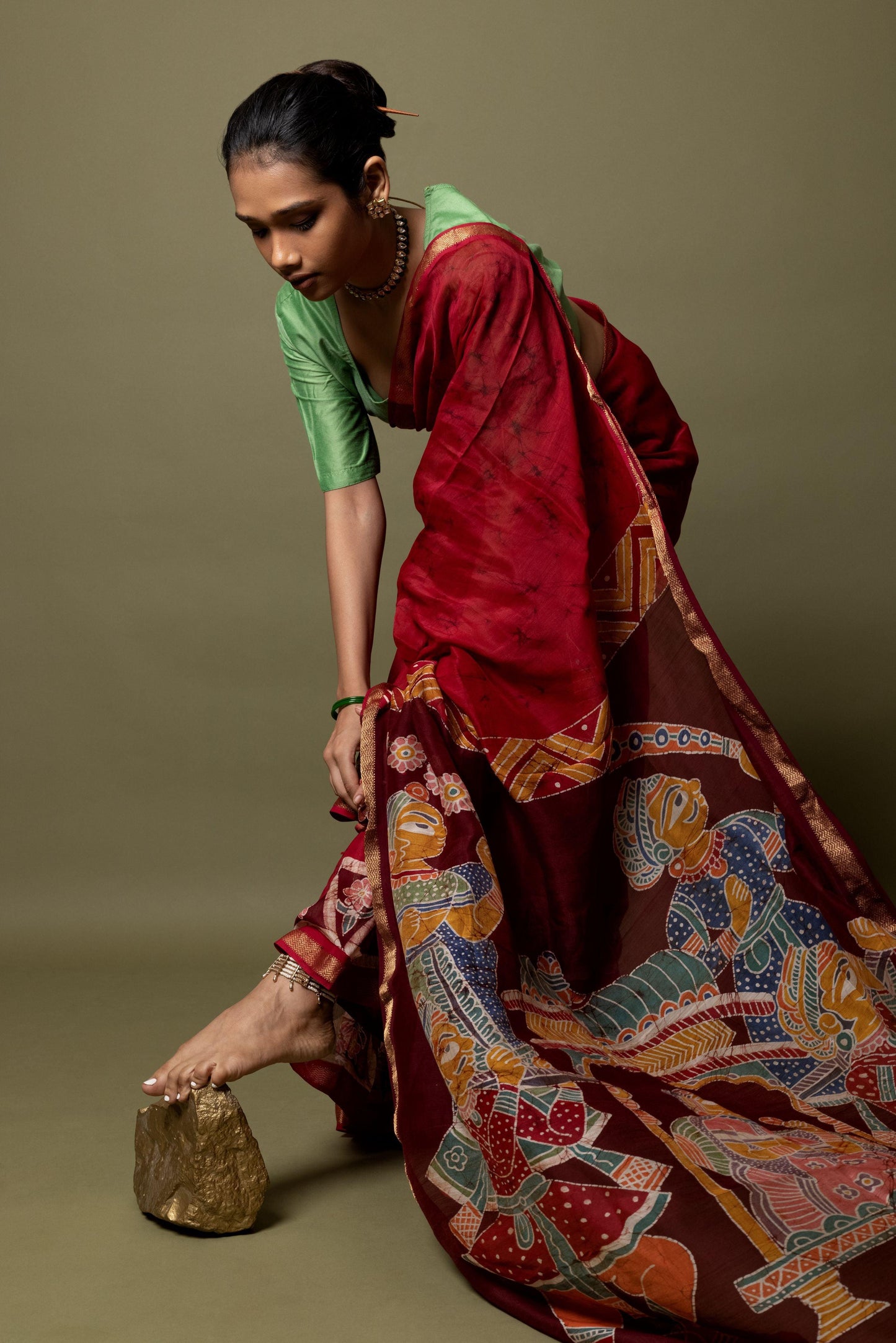 Narmada -Dulhan Batik Phad Maheswari saree Kaisori