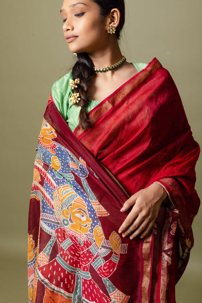 Narmada -Dulhan Batik Phad Maheswari saree Kaisori