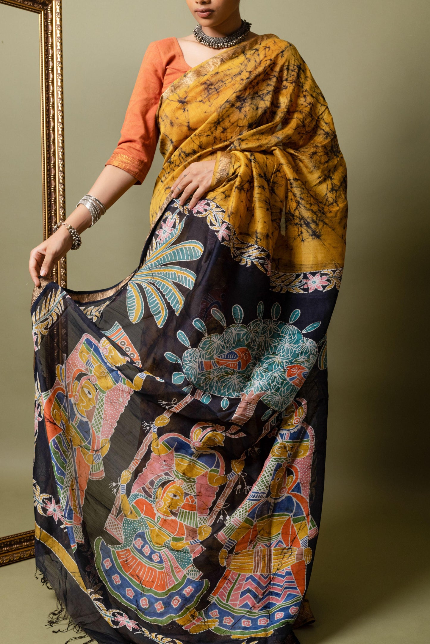 Narmada - Shagun Batik Phad Maheswari saree Kaisori