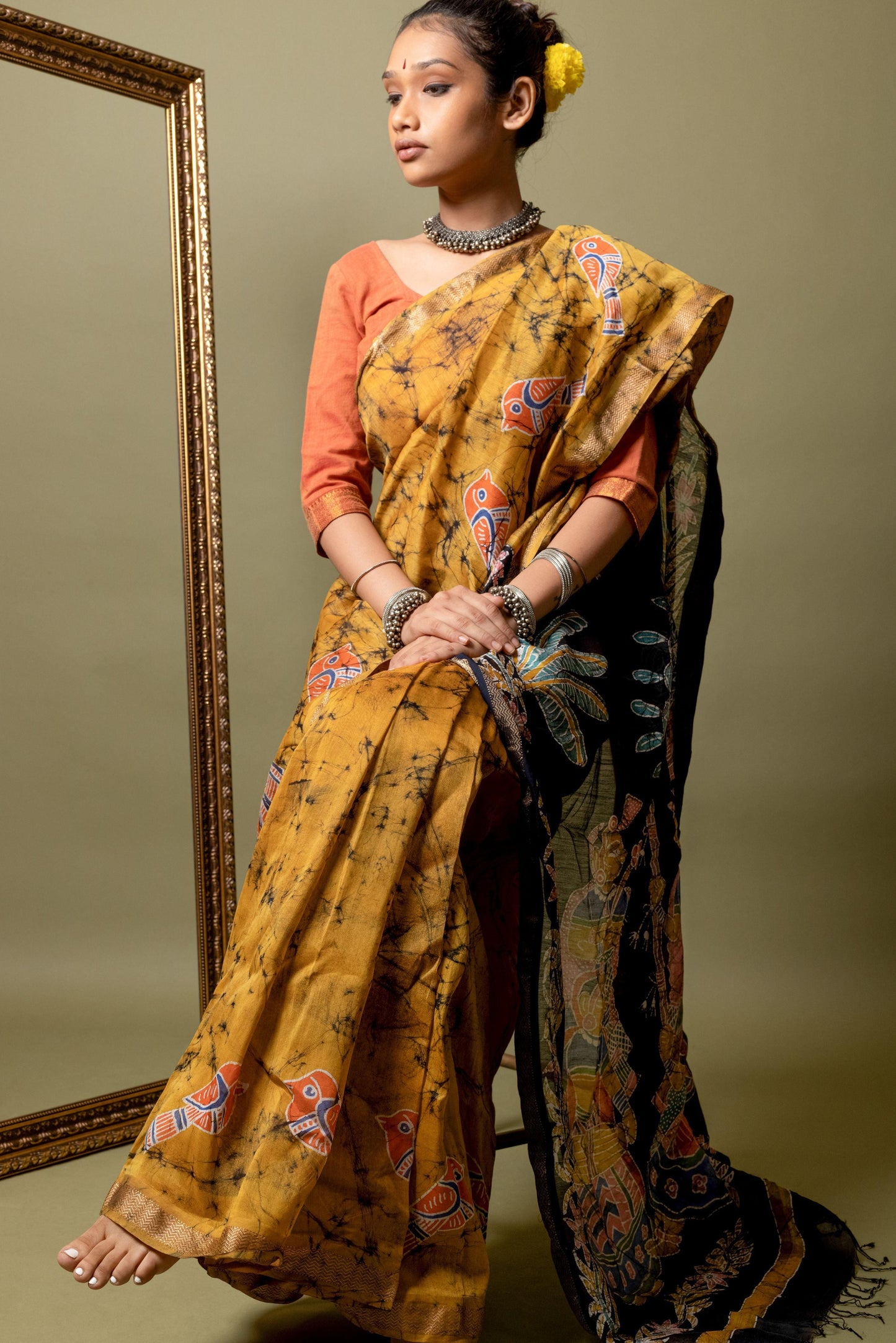 Narmada - Shagun Batik Phad Maheswari saree Kaisori