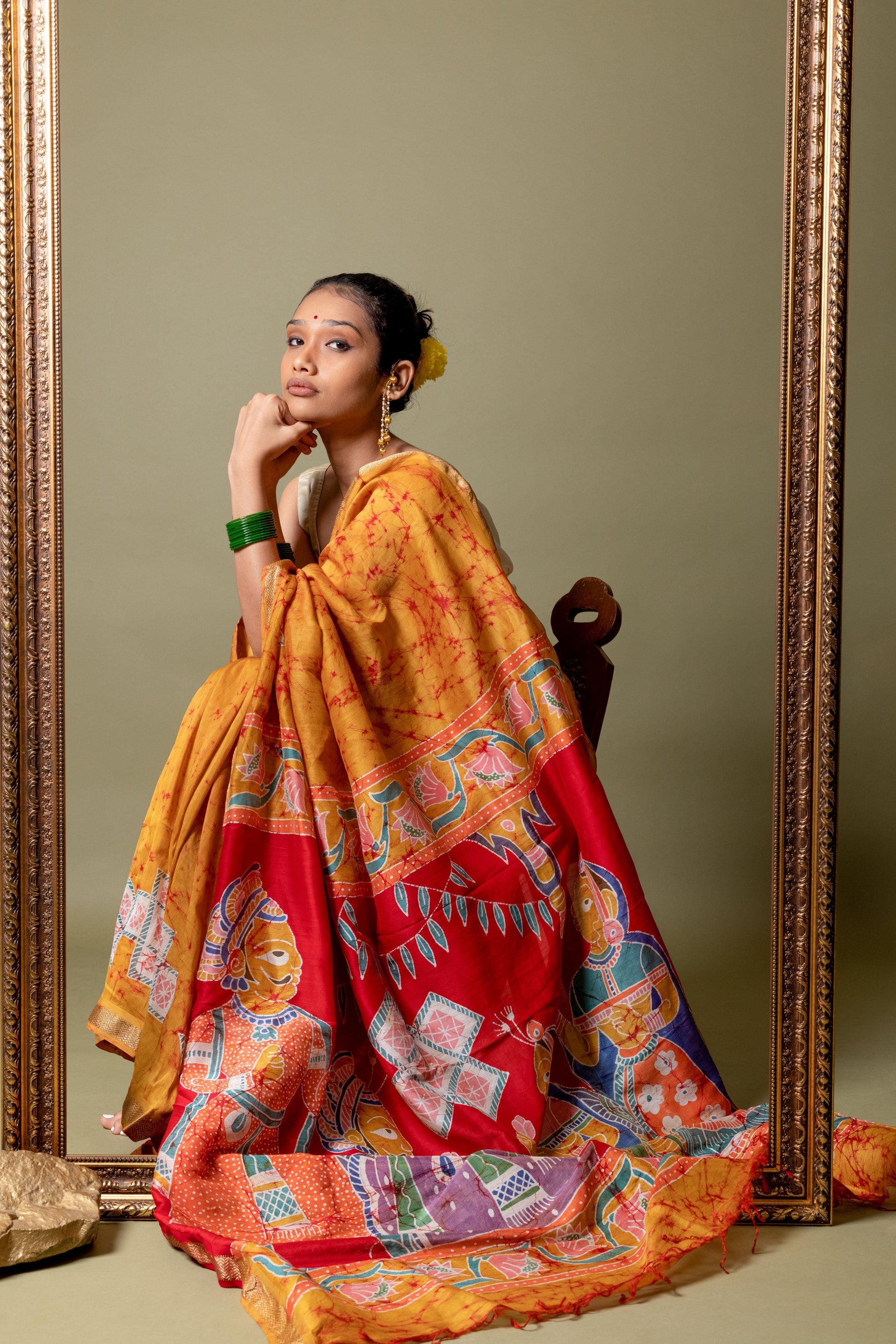 Narmada - Vivah Batik Phad Maheswari saree Kaisori