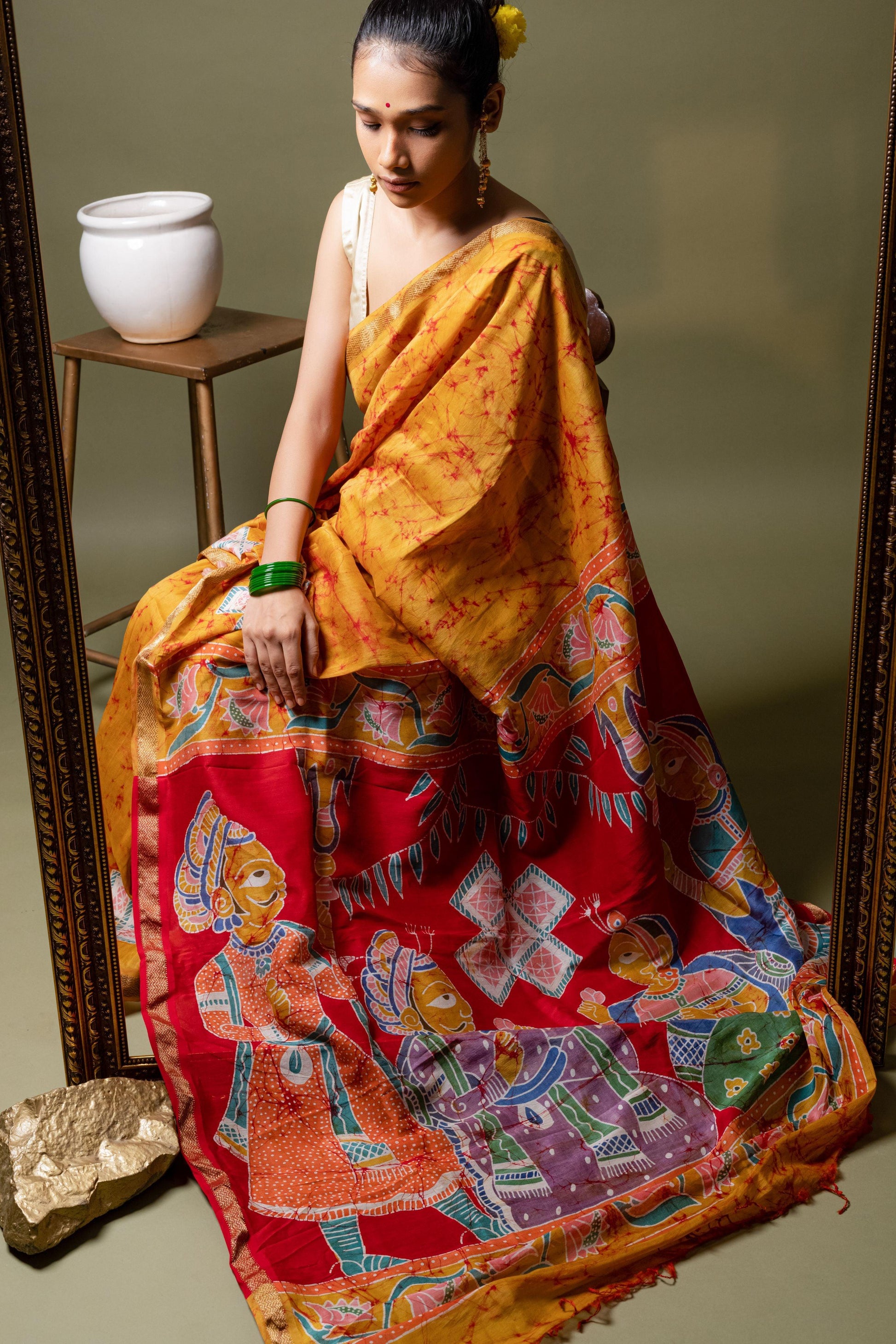 Narmada - Vivah Batik Phad Maheswari saree Kaisori