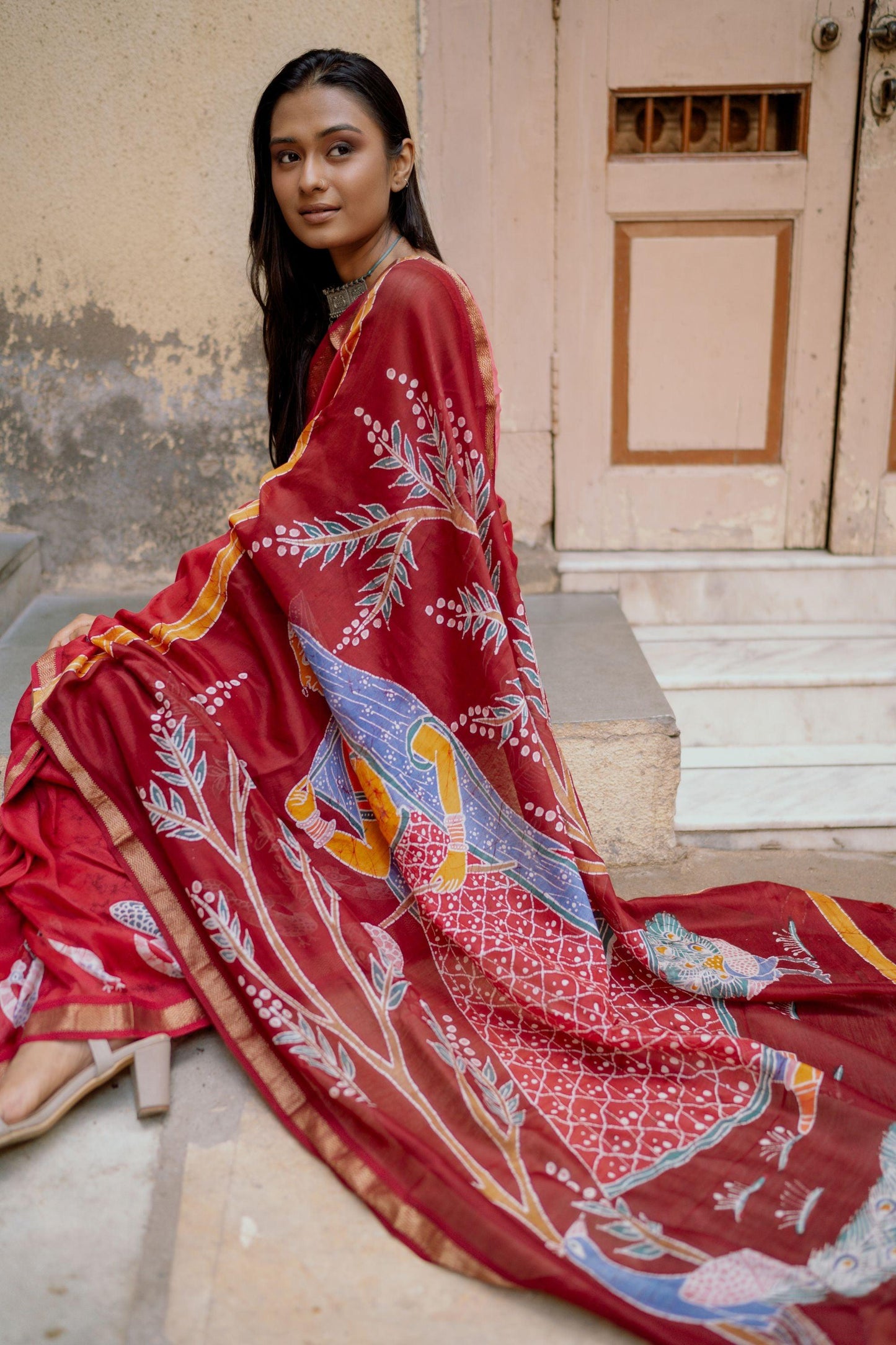 Ragini Bagh    -  Narmada Batik Maheswari saree Kaisori