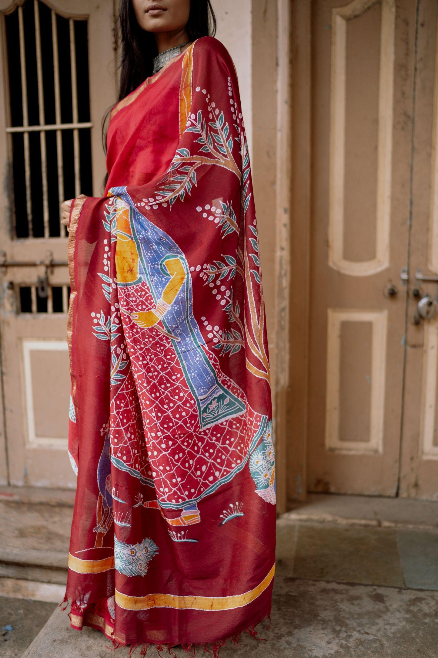 Ragini Bagh    -  Narmada Batik Maheswari saree Kaisori