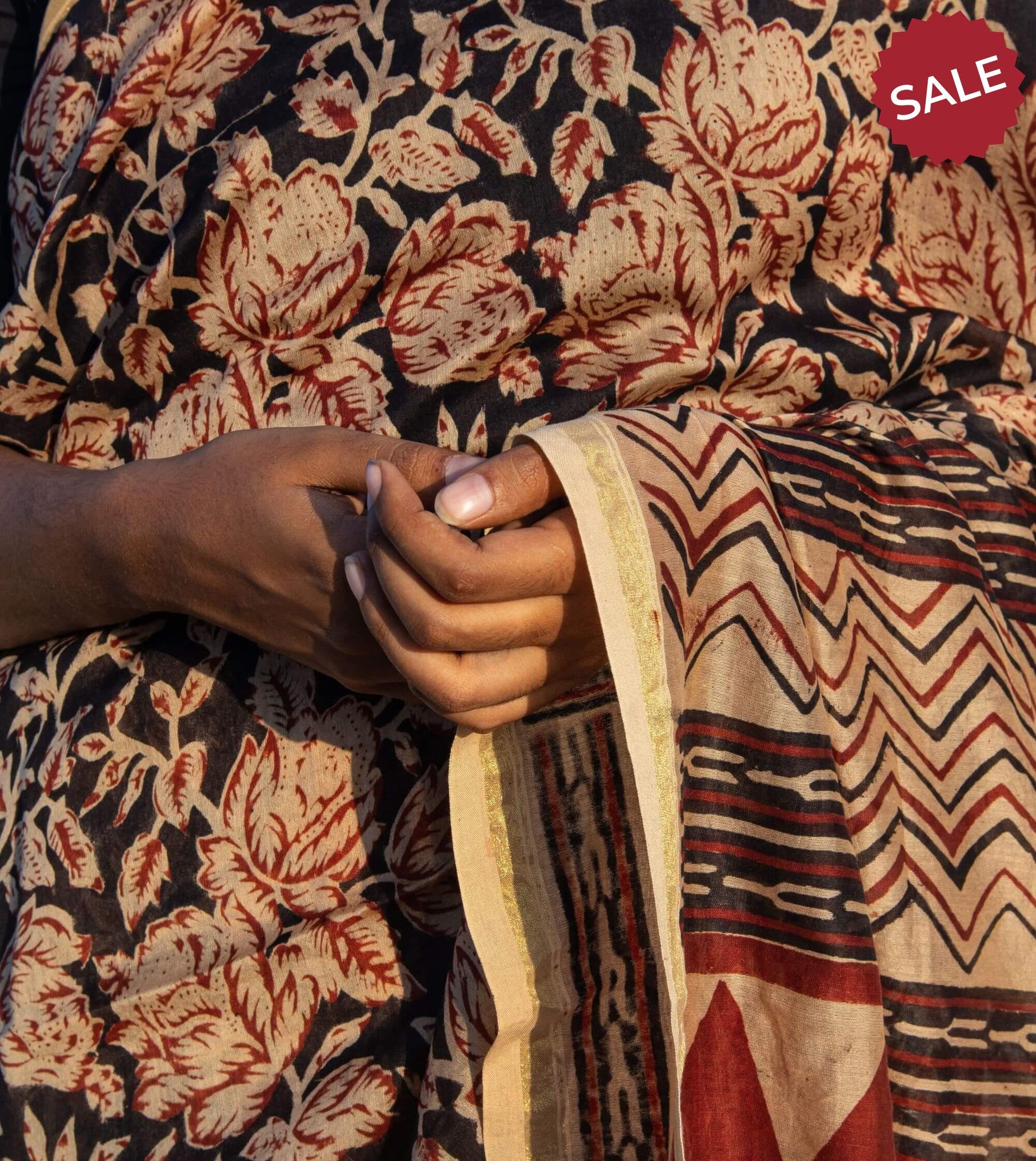 Roheda Balotra Rose print Sindh Chanderi Saree Kaisori