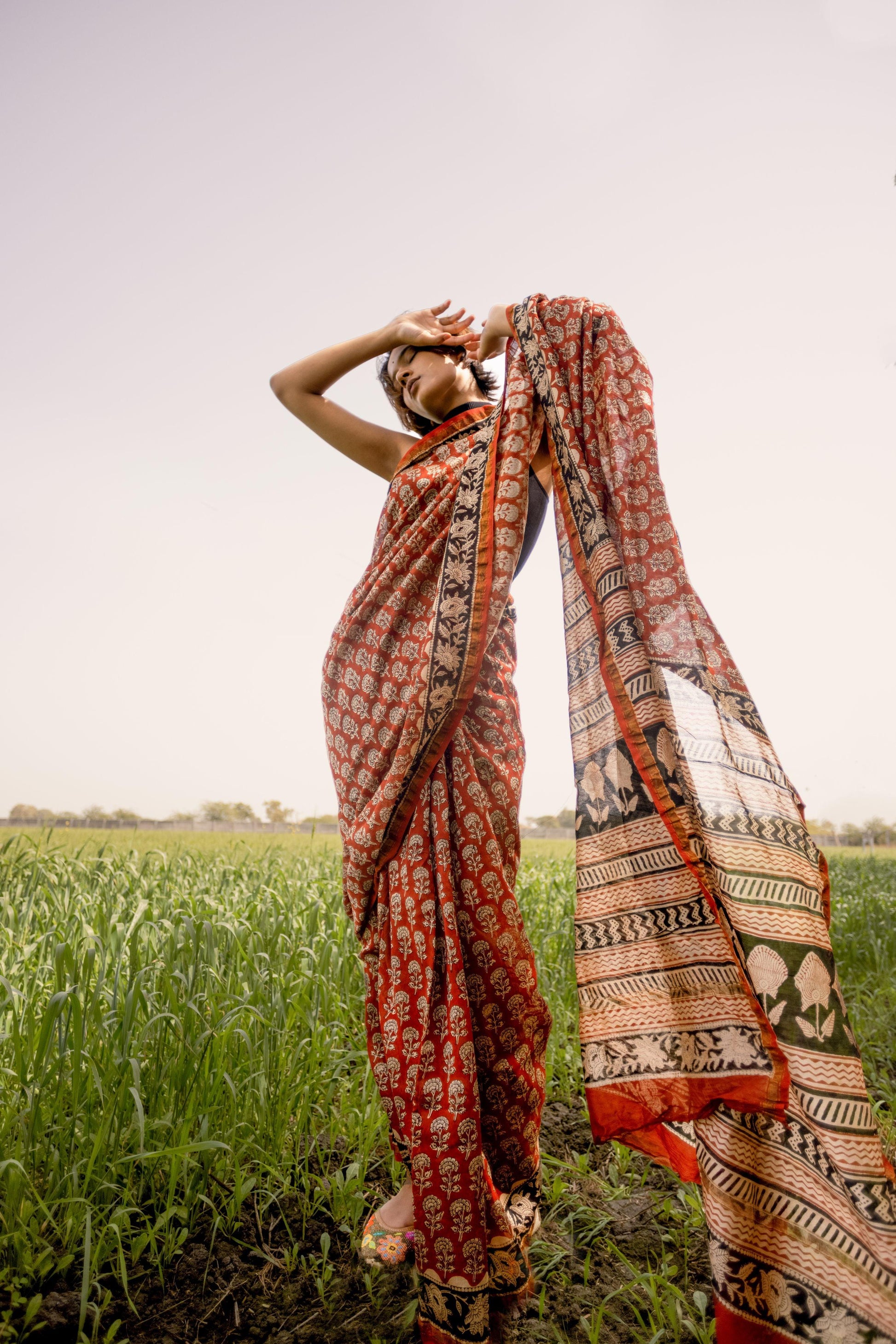 Roheda Gulab Syahi Begar Chanderi Saree Kaisori