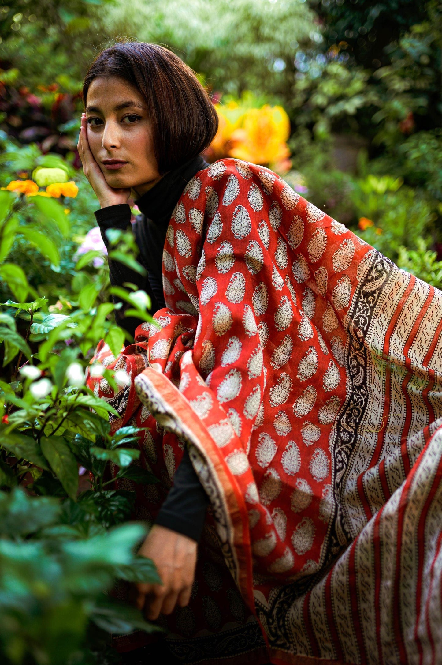 Roheda Kaisori Bagru Kairi block print saree Kaisori