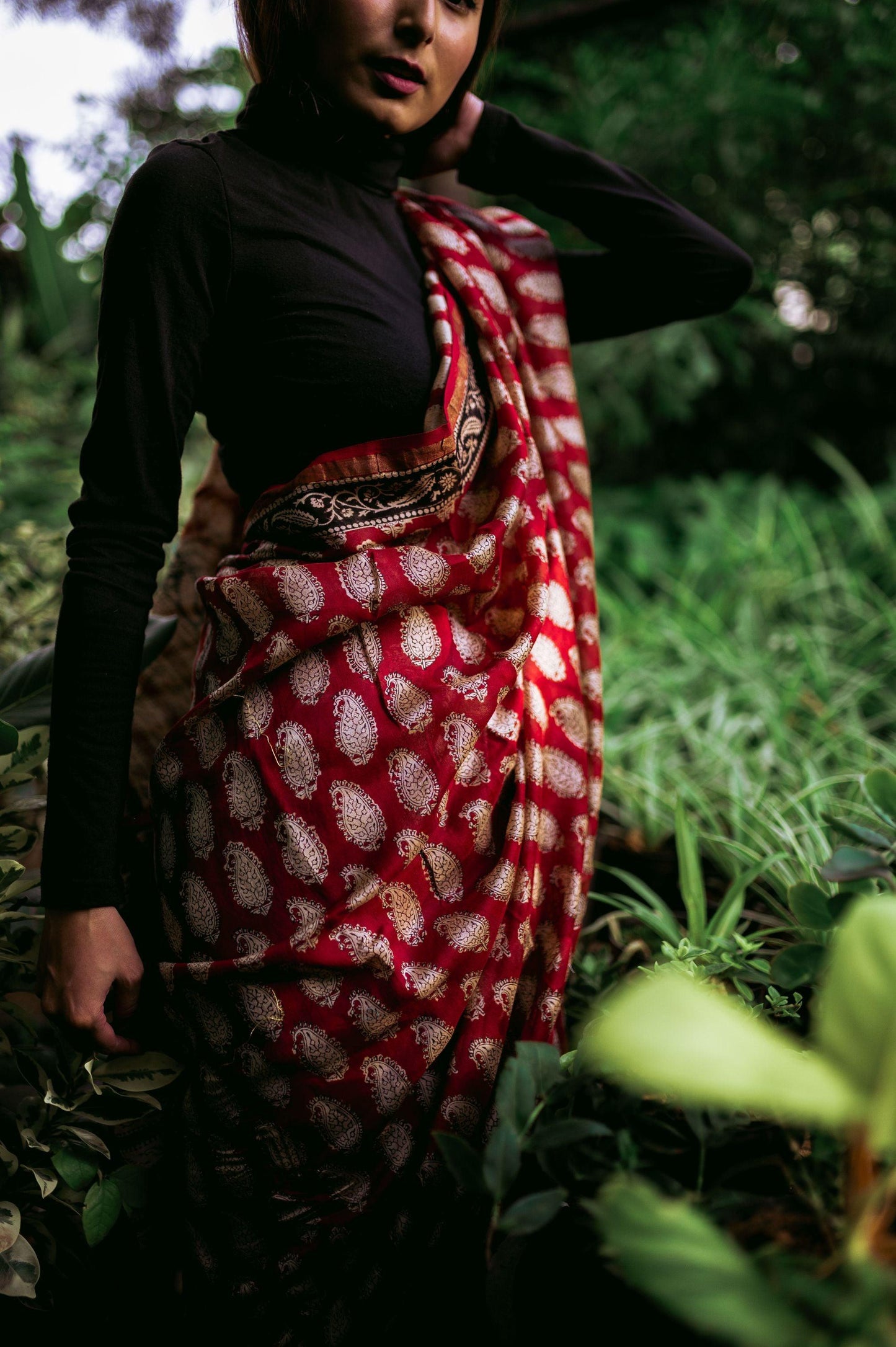 Roheda Kaisori Bagru Kairi block print saree Kaisori