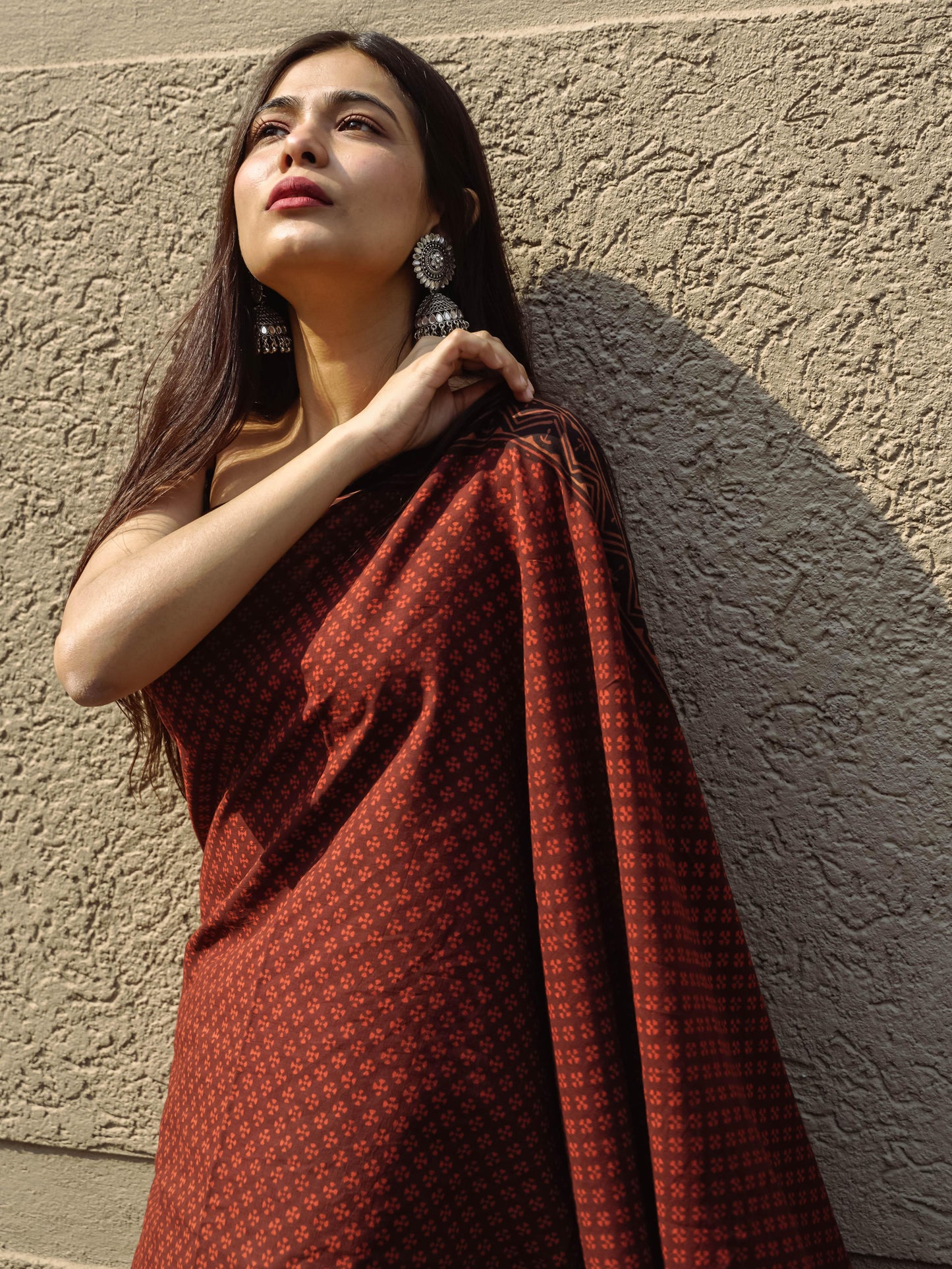 Roheda Makkhi buta natural dyed handblock printed Bagru saree Kaisori