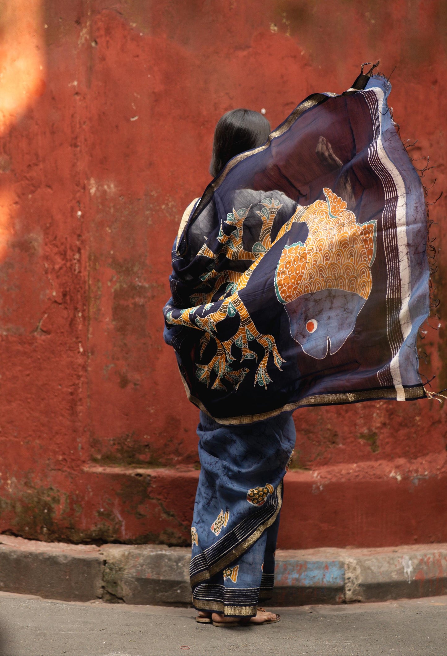 Batik Maheswari saree - Narmada- Jheelmeel