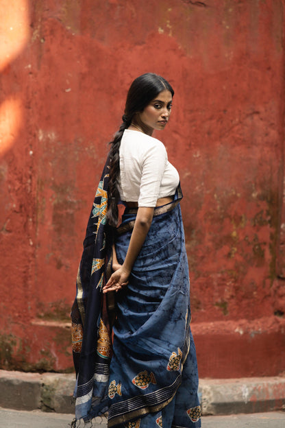 Batik Maheswari saree - Narmada- Jheelmeel