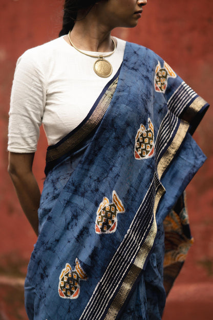 Batik Maheswari saree - Narmada- Jheelmeel