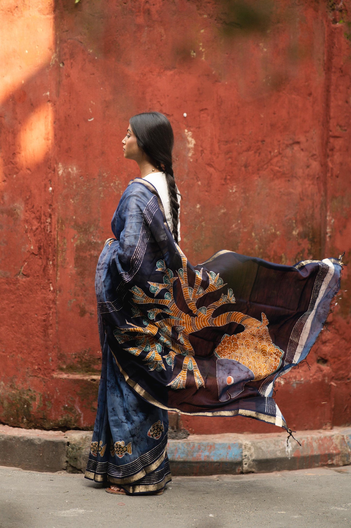 Batik Maheswari saree - Narmada- Jheelmeel