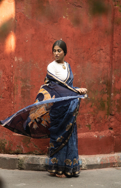 Batik Maheswari saree - Narmada- Jheelmeel