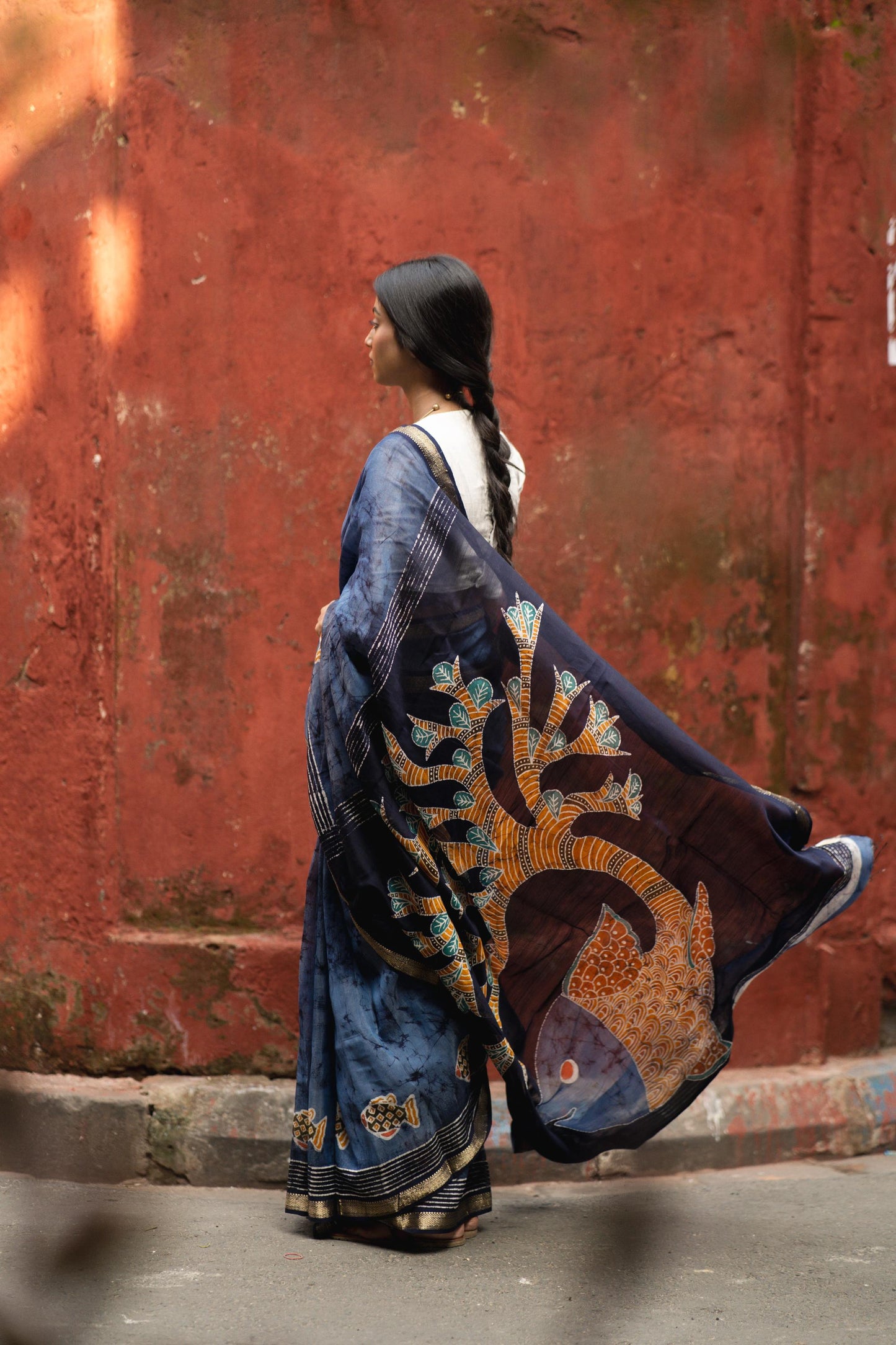 Batik Maheswari saree - Narmada- Jheelmeel