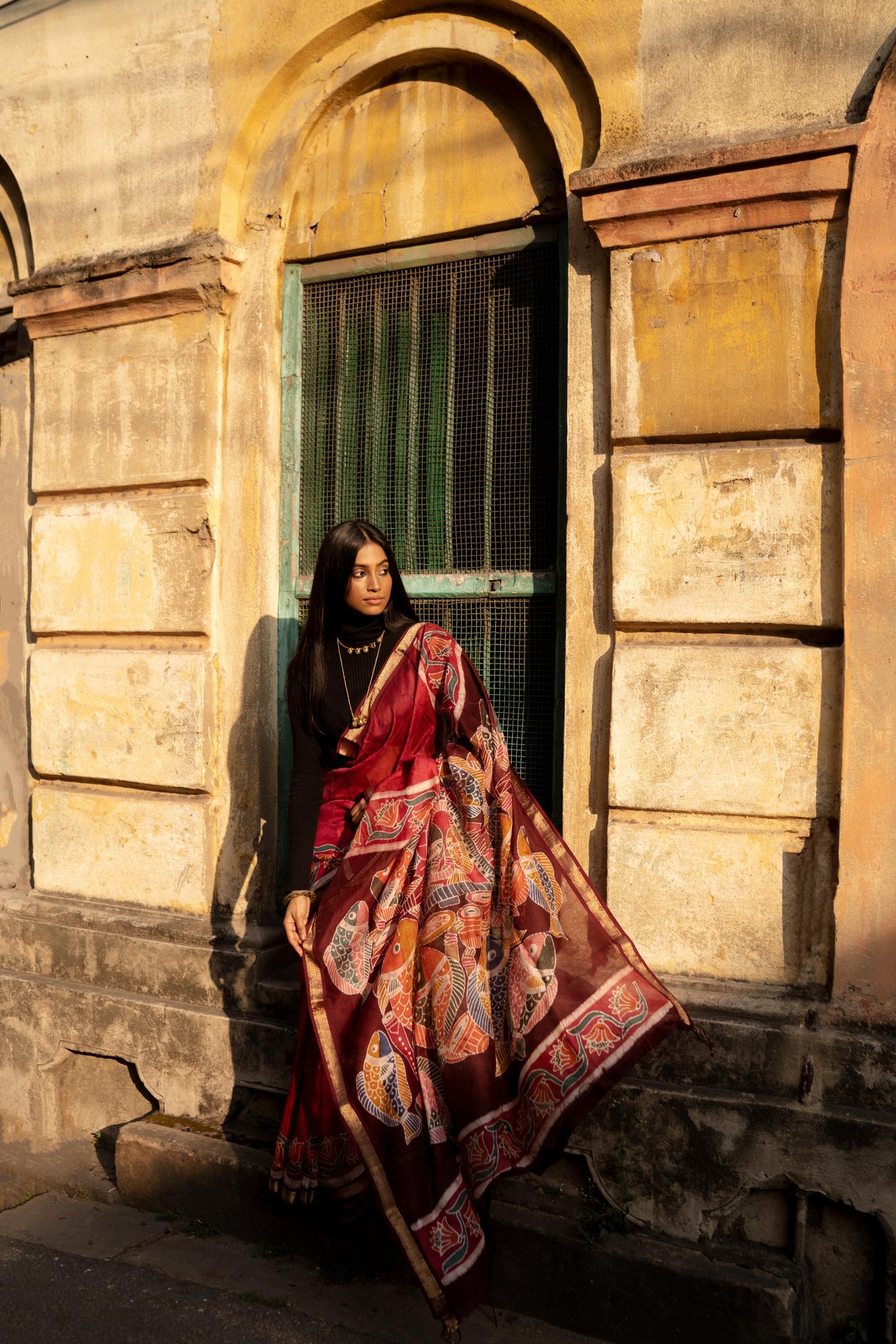 Batik Maheswari saree - Narmada- Manchali