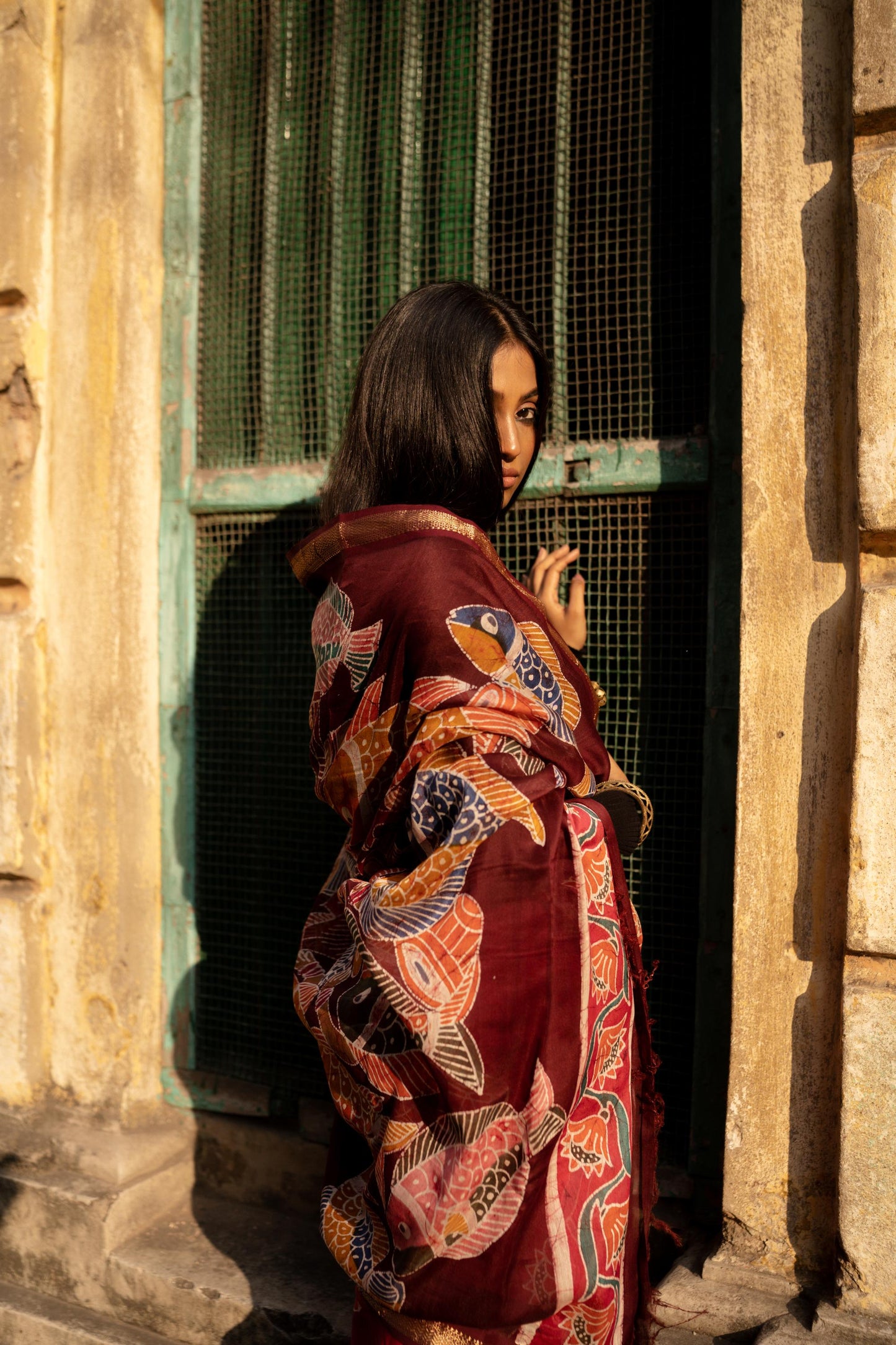 Batik Maheswari saree - Narmada- Manchali