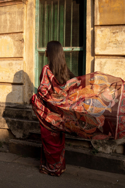 Batik Maheswari saree - Narmada- Manchali