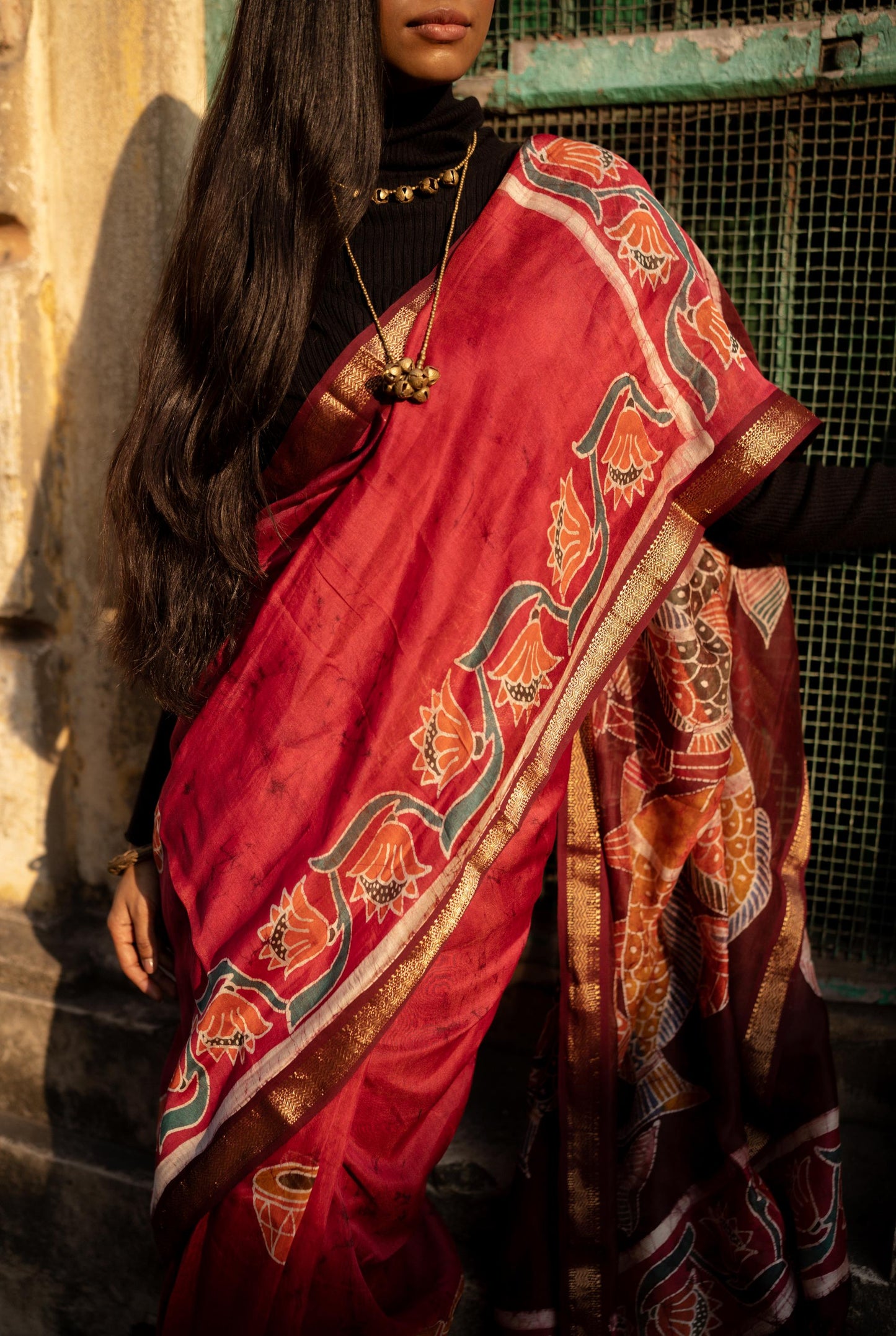 Batik Maheswari saree - Narmada- Manchali