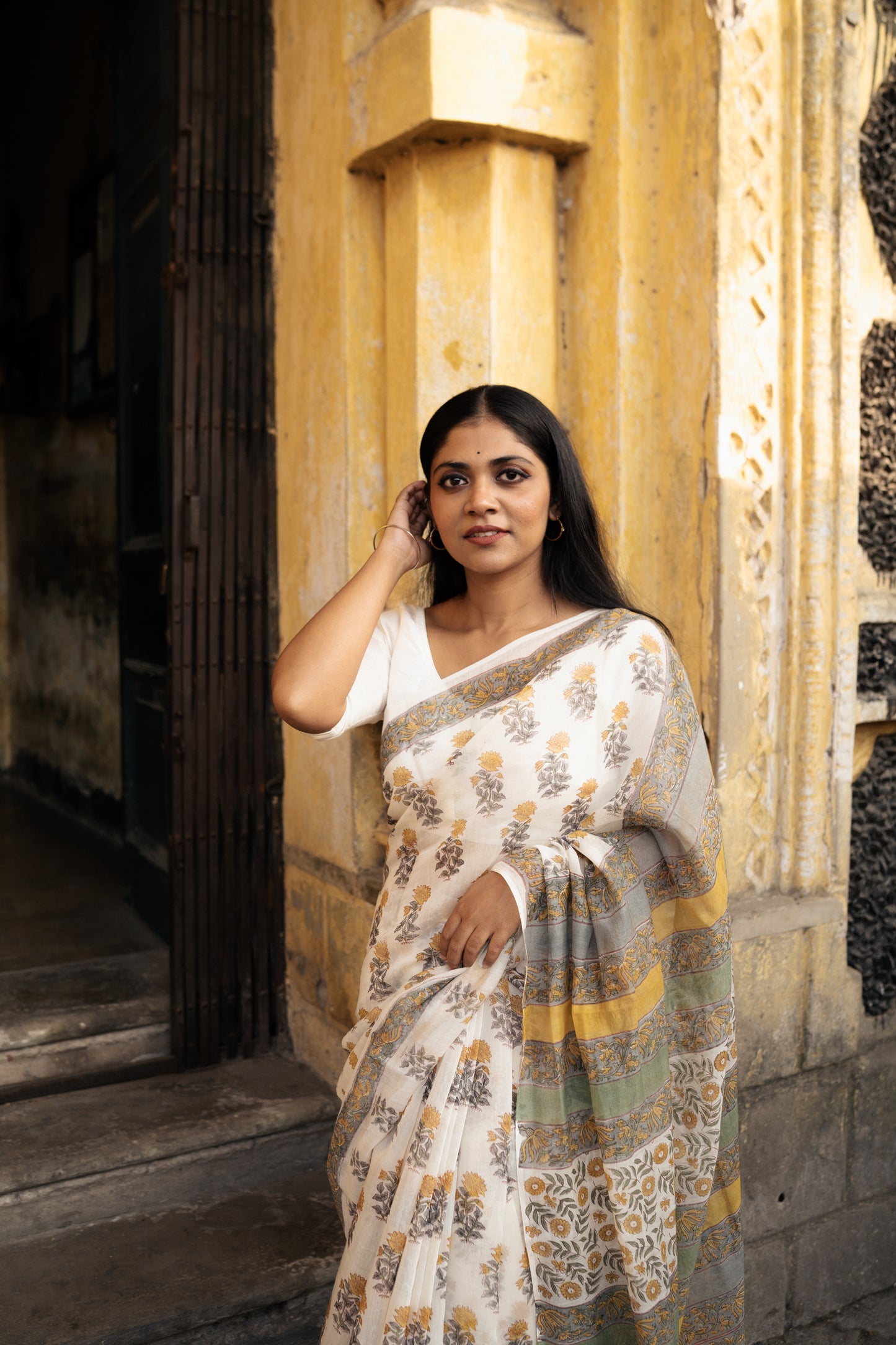 Evergreen printed Chander saree - Bagh - Dhoop