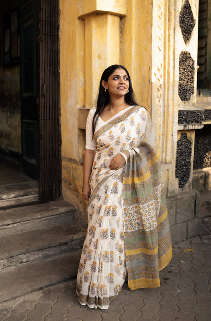 Evergreen printed Chander saree - Bagh - Dhoop