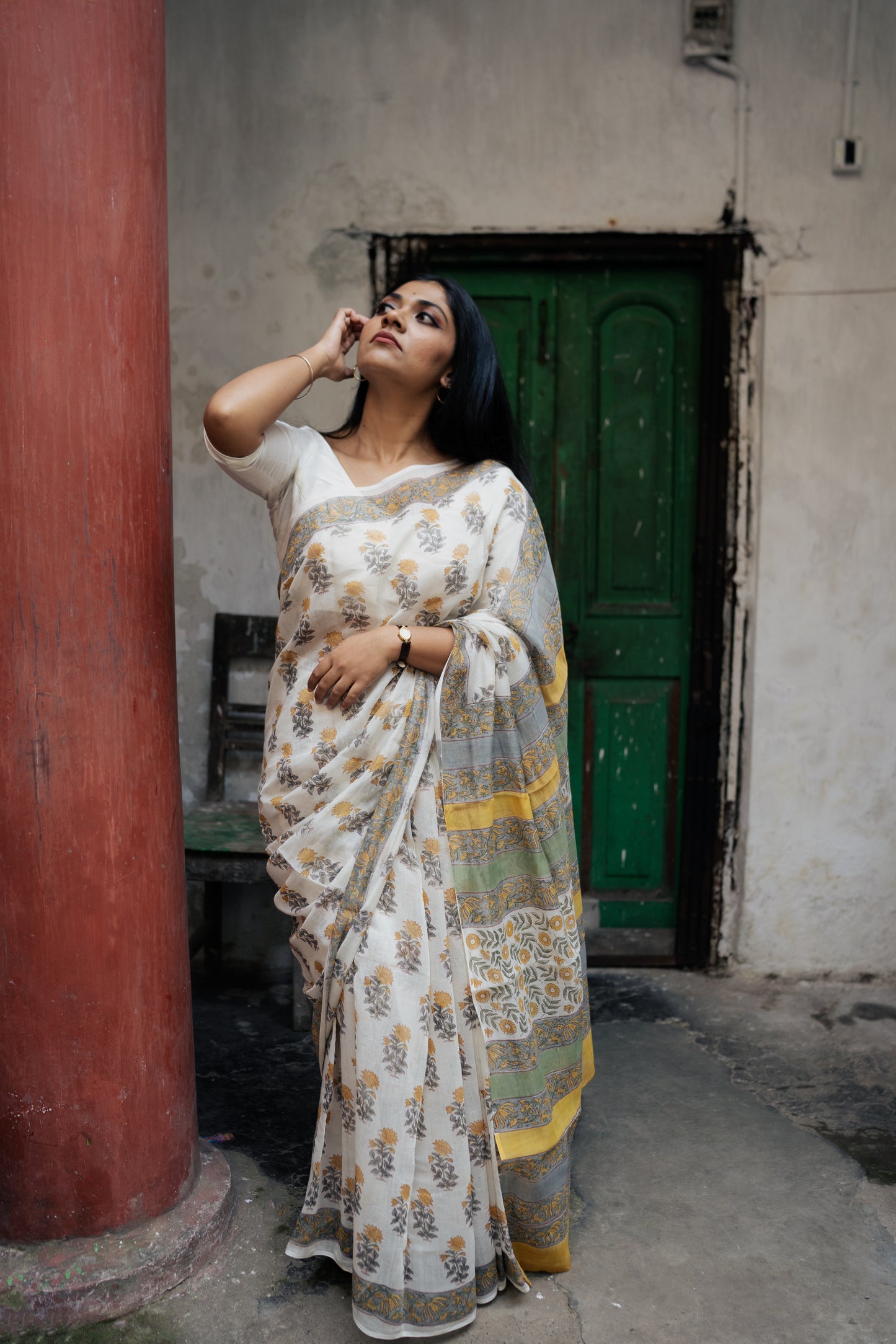 Evergreen printed Chander saree - Bagh - Dhoop