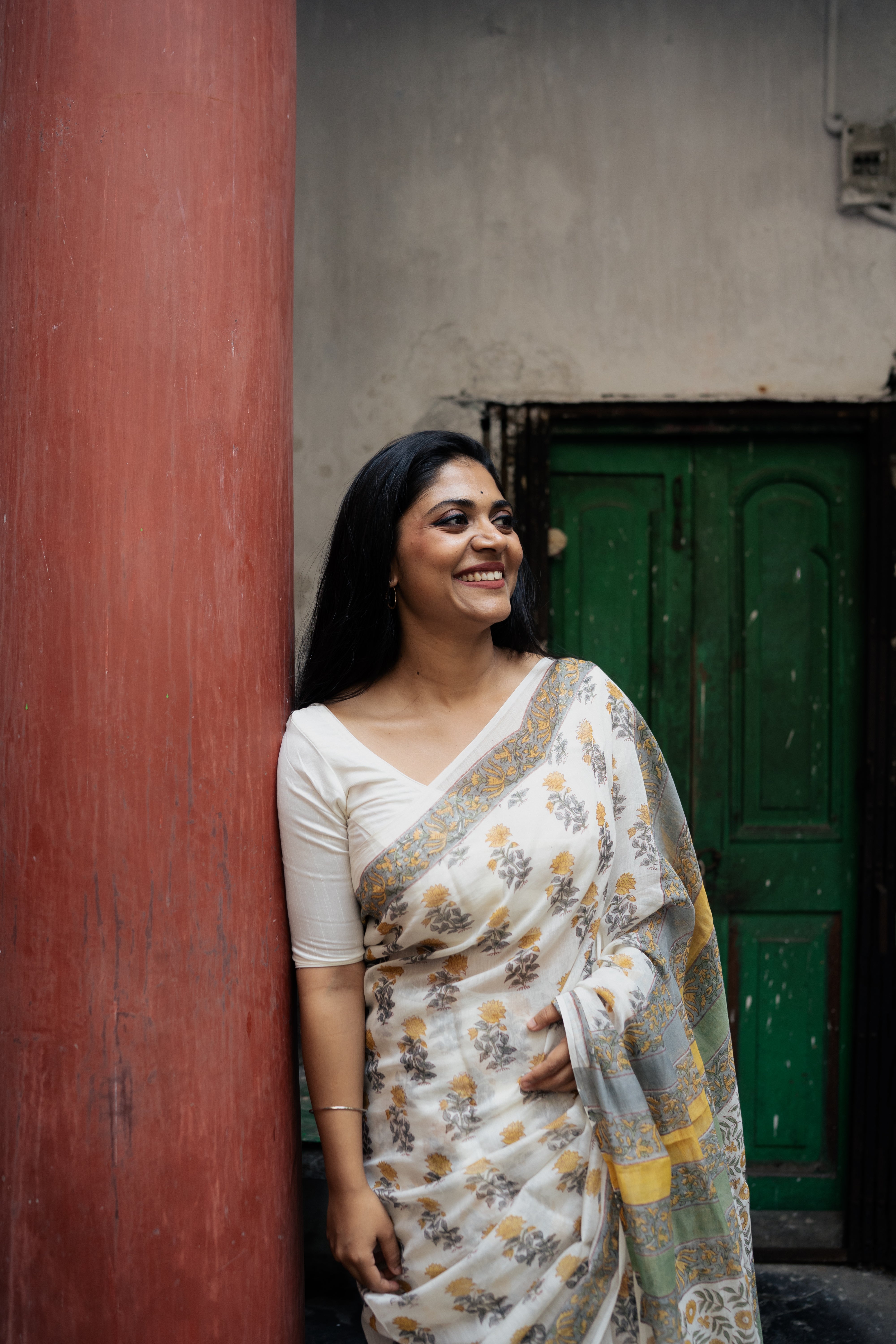 Kaisori Bagh Dhoop Chanderi hanblockprinted silk cotton saree