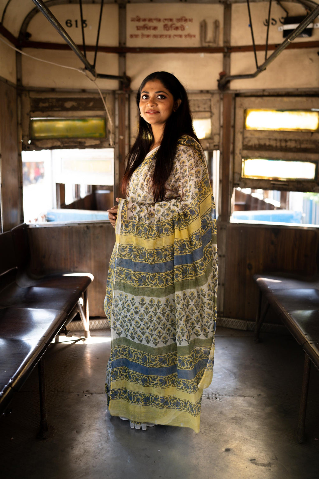 Kaisori Bagh Bonolata Chanderi hanblockprinted silk cotton saree