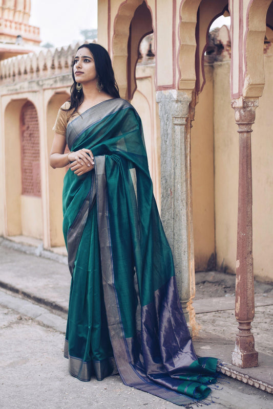 Seher - Green Maheshwari Saree Kaisori