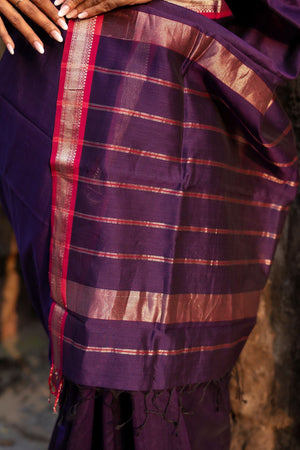 Seher - Green purple Maheshwari Saree Kaisori
