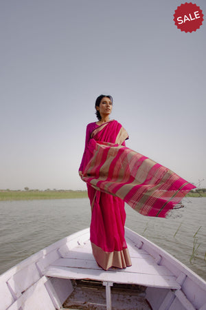 Seher - Royal Pink Maheshwari Saree Kaisori