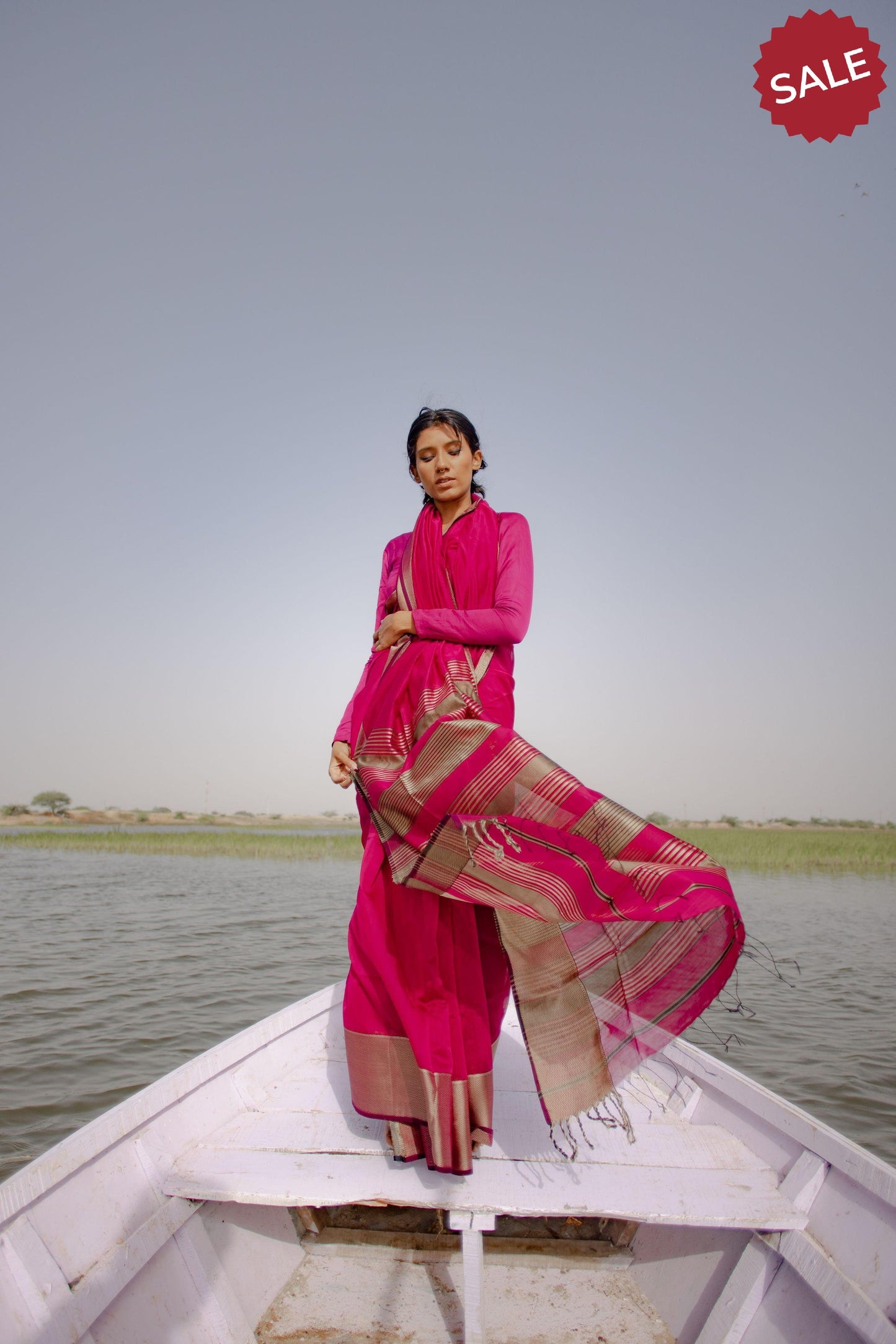 Seher - Royal Pink Maheshwari Saree Kaisori