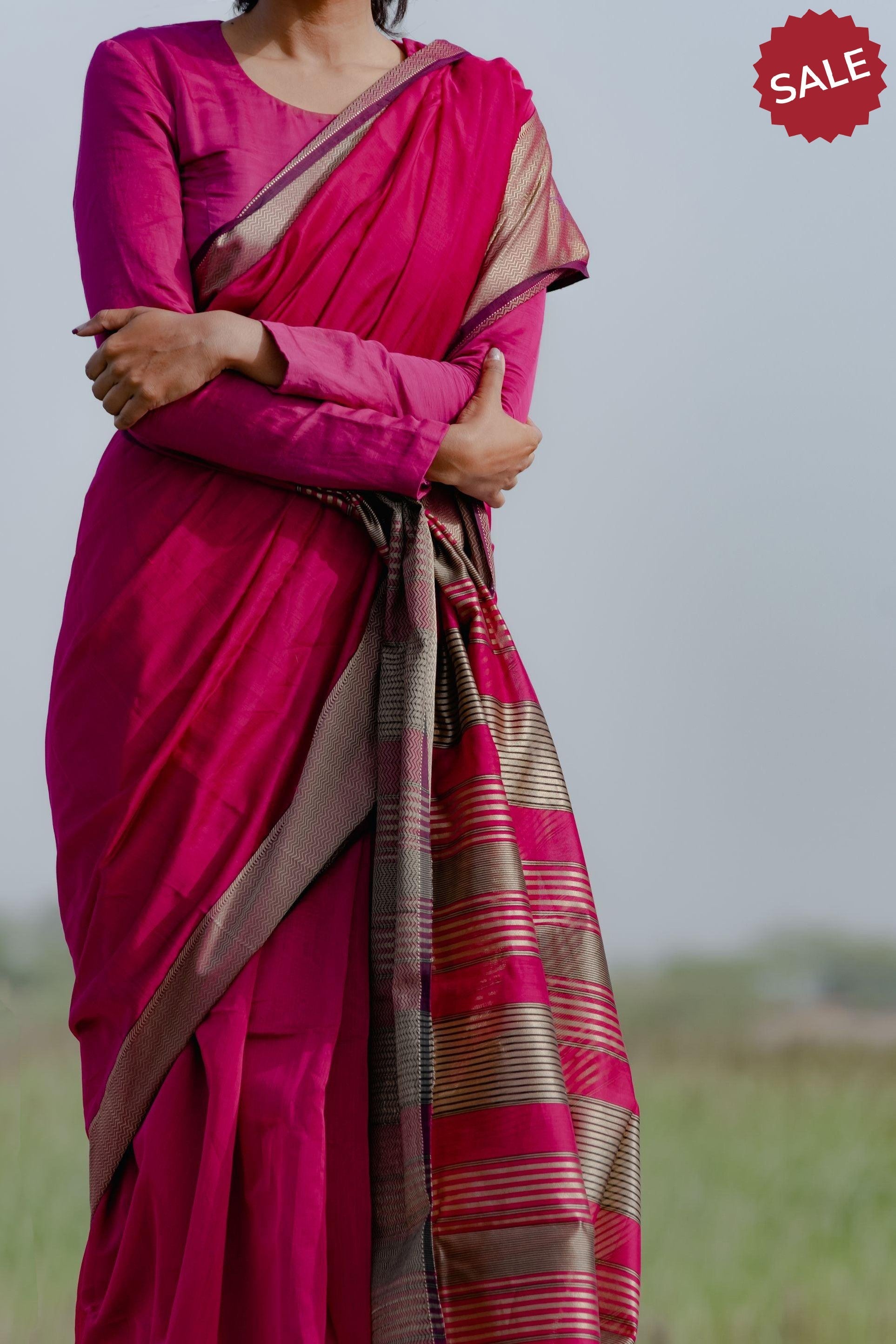 Seher - Royal Pink Maheshwari Saree Kaisori