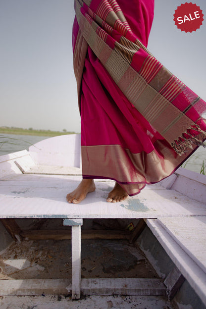 Seher - Royal Pink Maheshwari Saree Kaisori