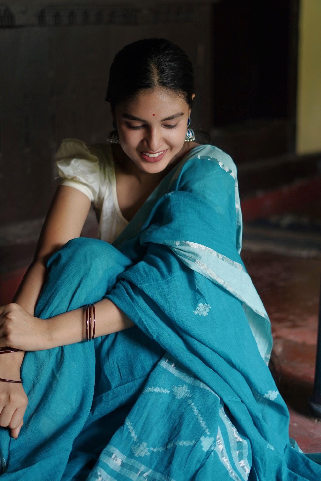 Sitara - Blue zari by cotton extra weft saree Kaisori