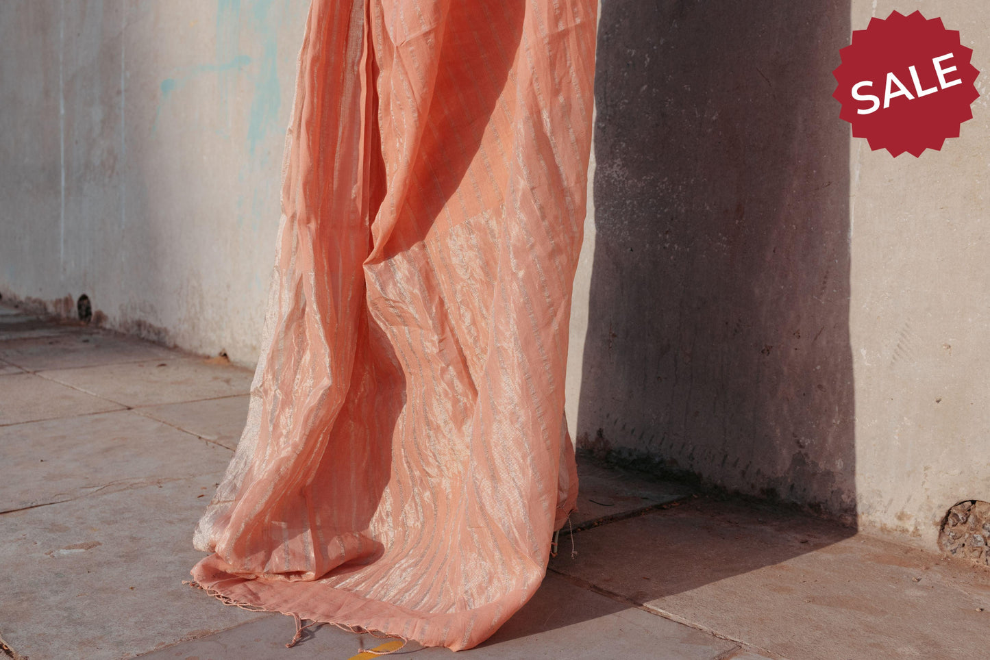 Sitara - Peach zari by cotton saree Kaisori